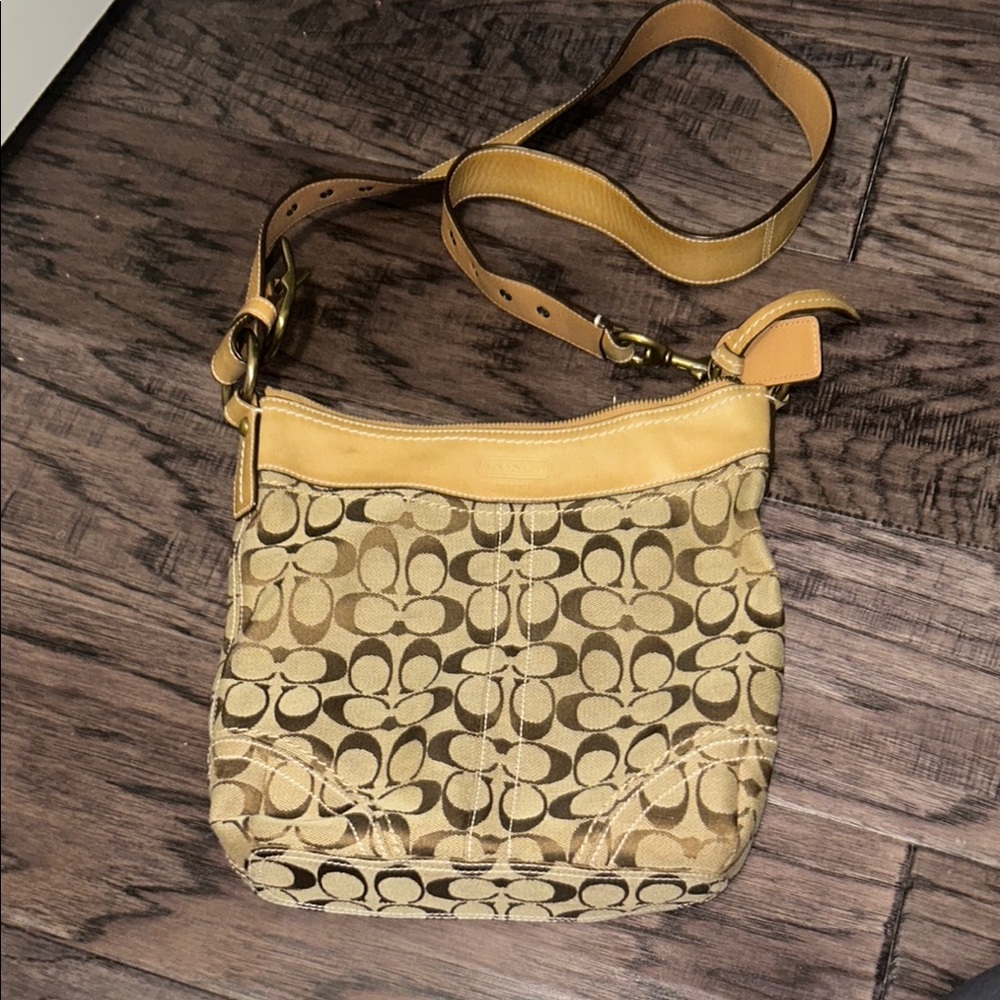 Coach Leather Crossbody Stylish Tan and Brown Women's Bag